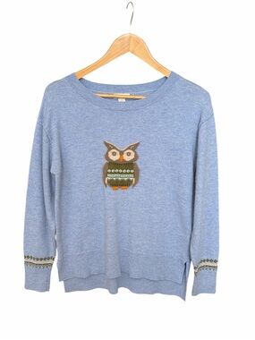 Sundance Blue wise owl sweater size small wool blend casual preppy graphic print